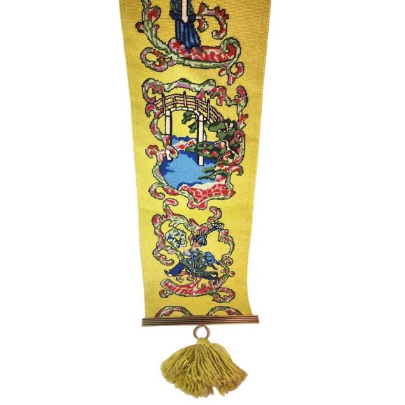 Vintage MCM Mid Century Modern Asian Inspired Needlepoint Wall Tapestry Hanging - Picture 2 of 14